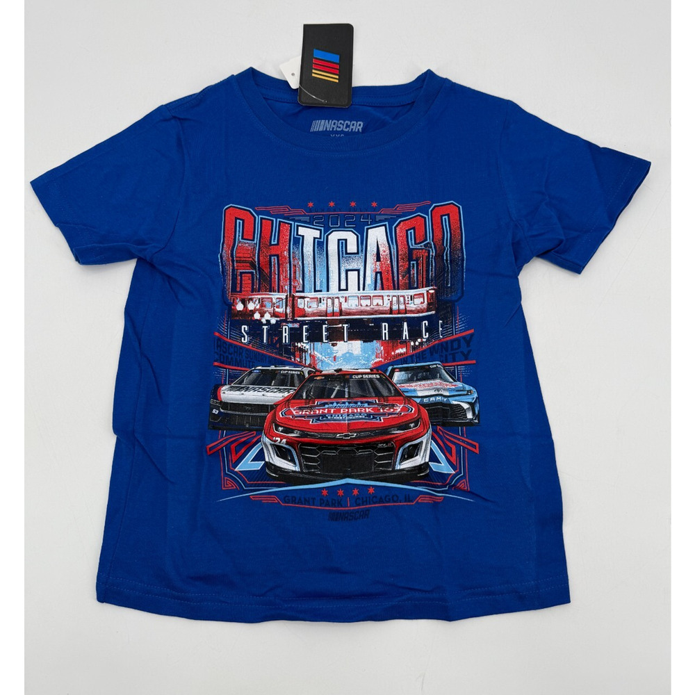 Nascar Chicago Street Race Kids T Shirt Blue Event Shirt Size XXS New